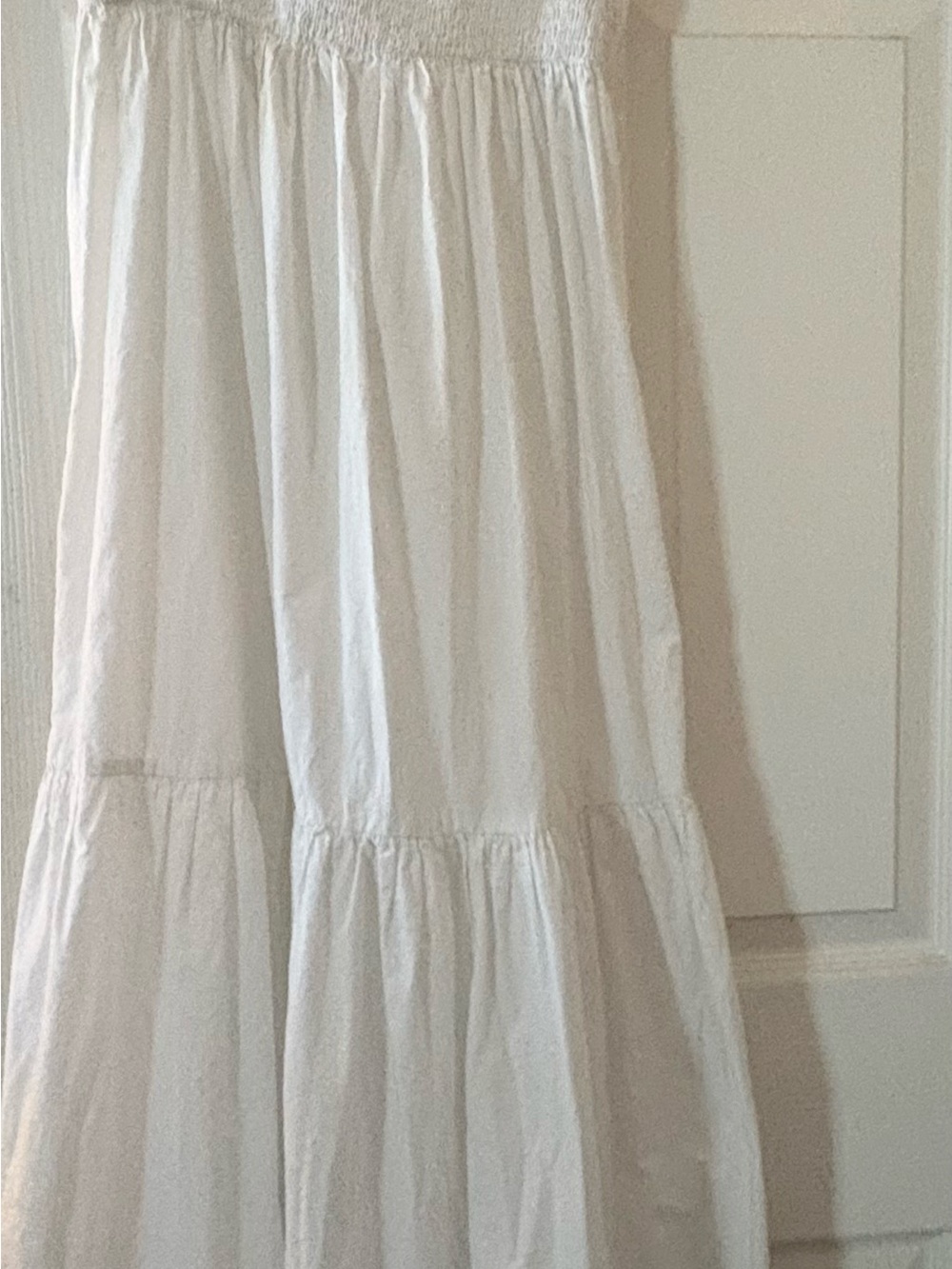 Zara White Tiered Maxi Skirt with Smocked Waist- Great for summer